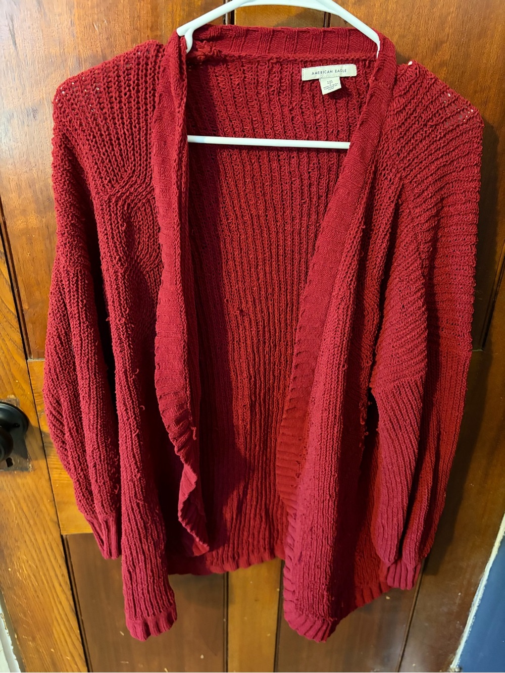 American Eagle Red Knit Cardigan